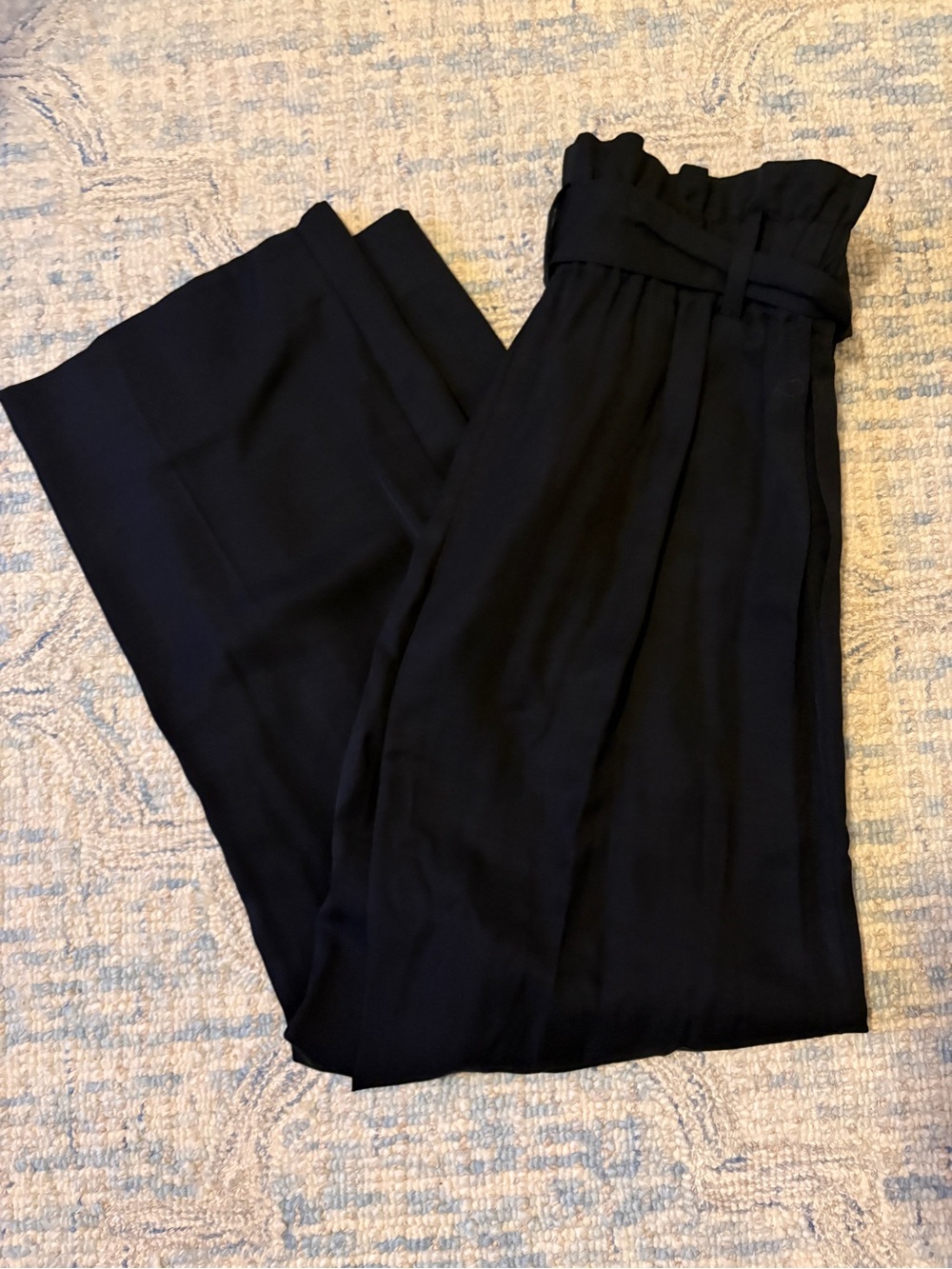 J. Crew Black High-Waist Wide-Leg Paperbag Pants